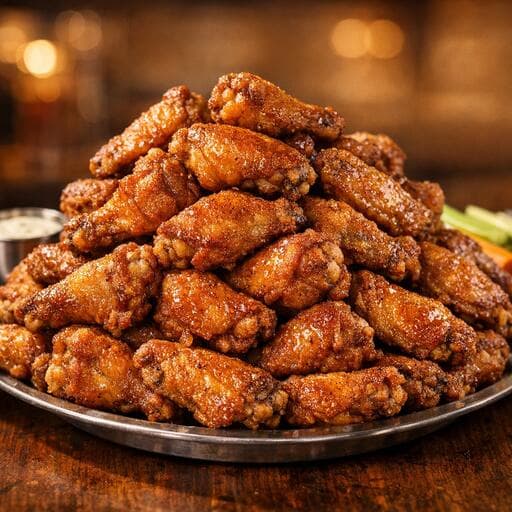 A platter of fried chicken wings from Da Catch Fish & Chicken in Rockford, Illinois